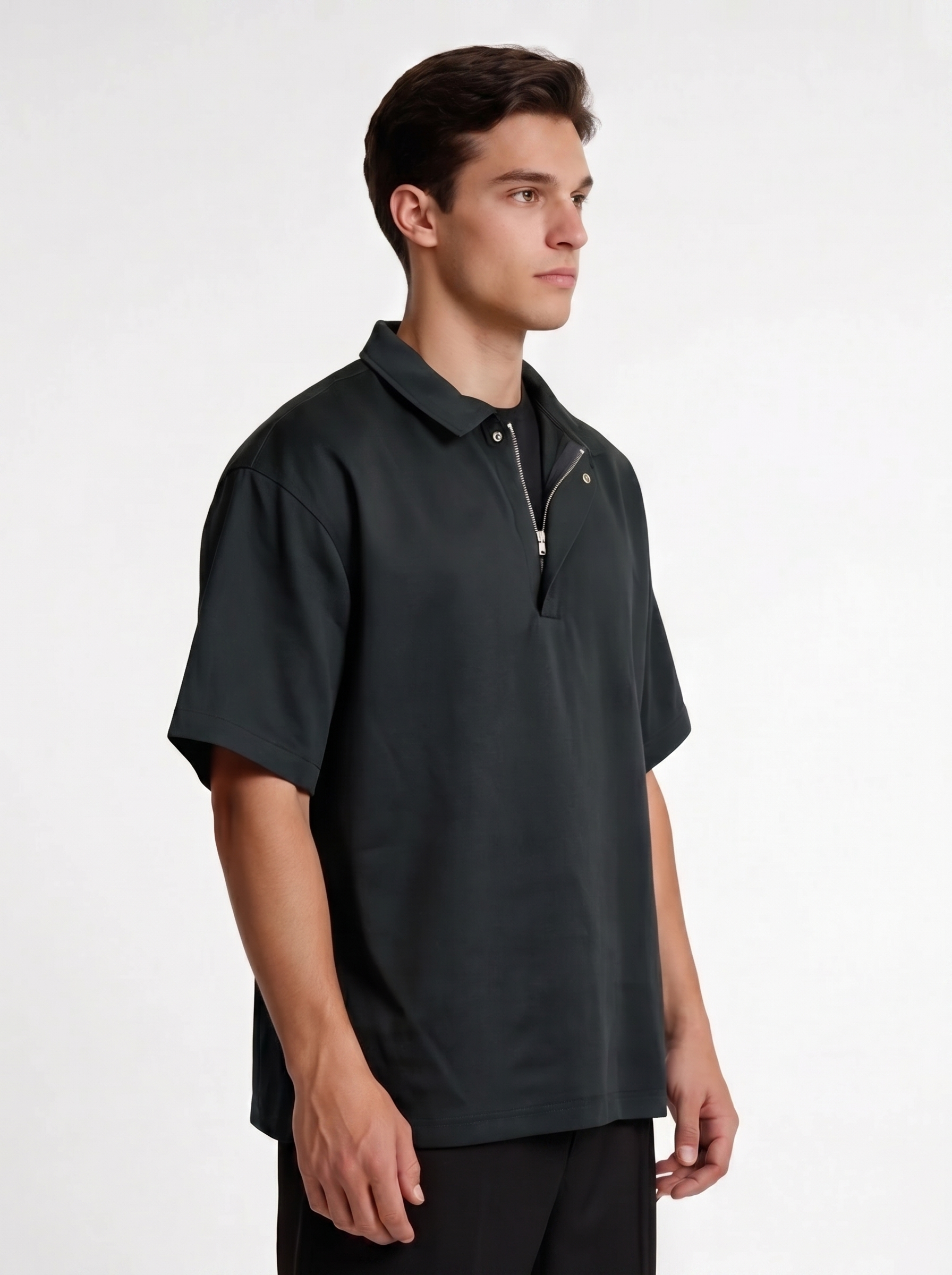 Oversized Zip Polo Shirt